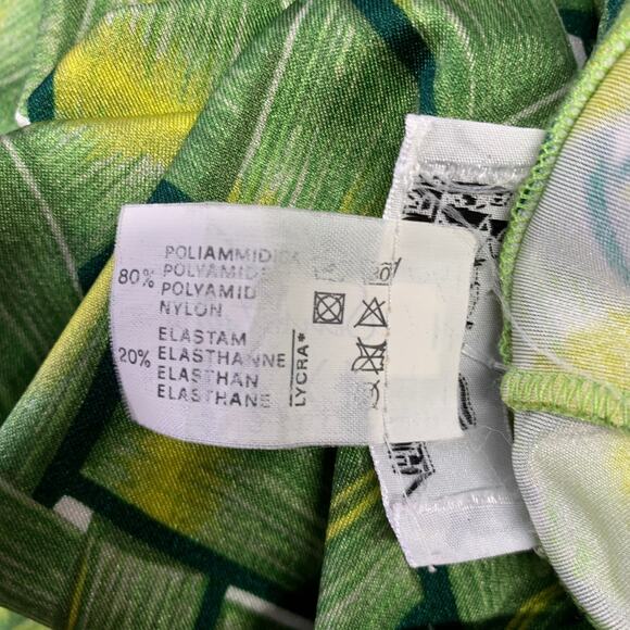 HERMES Size 10 Green Yellow Lycra Woven Elastic Waistband Leggings - Picture 4 of 4